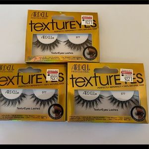 3 NEW pairs Ardell Textureyes Lashes 100% Natural Hair NIP 577 Beauty Makeup